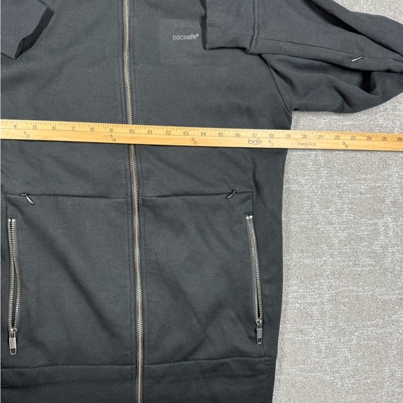 PacSafe Transit Jacket Mens Medium Black Full Zip Anti Theft Pocket Travel - Picture 3 of 7